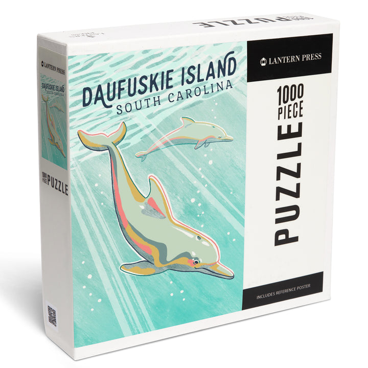 Daufuskie Island, South Carolina, Graphic Pastel, Bottlenose Dolphin, 1000 Piece Jigsaw Puzzle