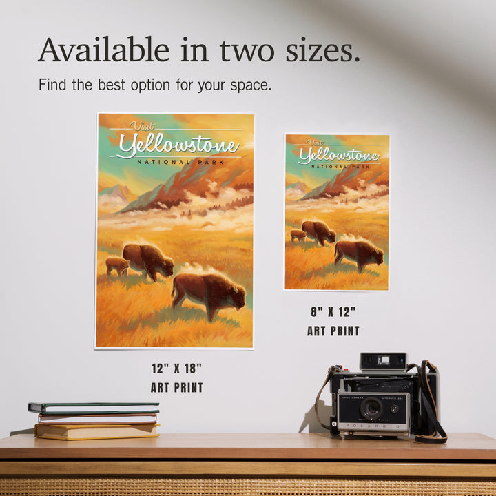 Yellowstone National Park, Bison, Oil Painting, Art & Giclee Prints