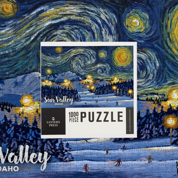 Sun Valley, Idaho, Ski Resort with Mountain, Starry Night, Jigsaw Puzzle
