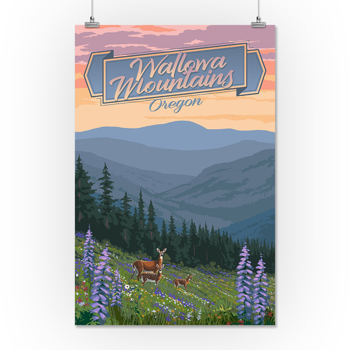 Wallowa Mountains, Oregon, Deer and Spring Flowers, Art & Giclee Prints