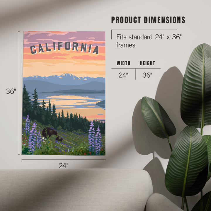 California Bear and Spring Flowers, Art & Giclee Prints