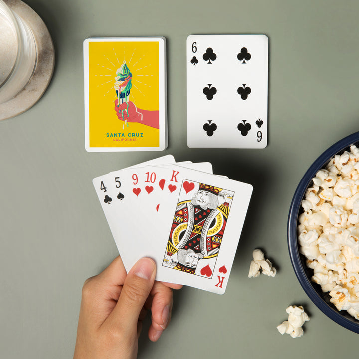 Playing Cards, Santa Cruz, California, Sweet Relief Collection, Melting Ice Cream Cone, 52 Card Deck with Jokers in Box, Unique Art