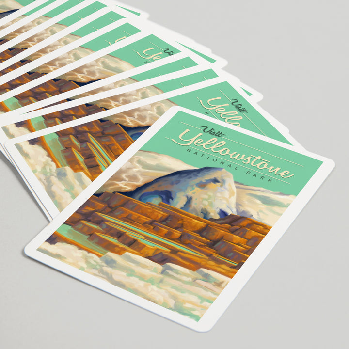 Playing Cards, Yellowstone National Park, Oil Painting, Mammoth Geyser, 52 Card Deck with Jokers in Box, Unique Art