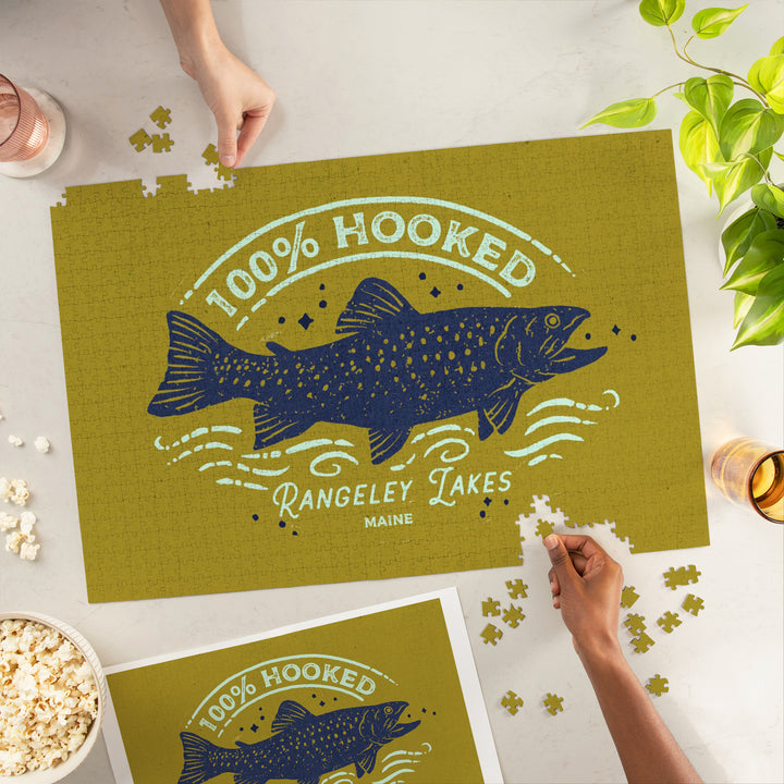 Rangeley Lakes, Maine, Lake Life Series, 100 Percent Hooked, Jigsaw Puzzle