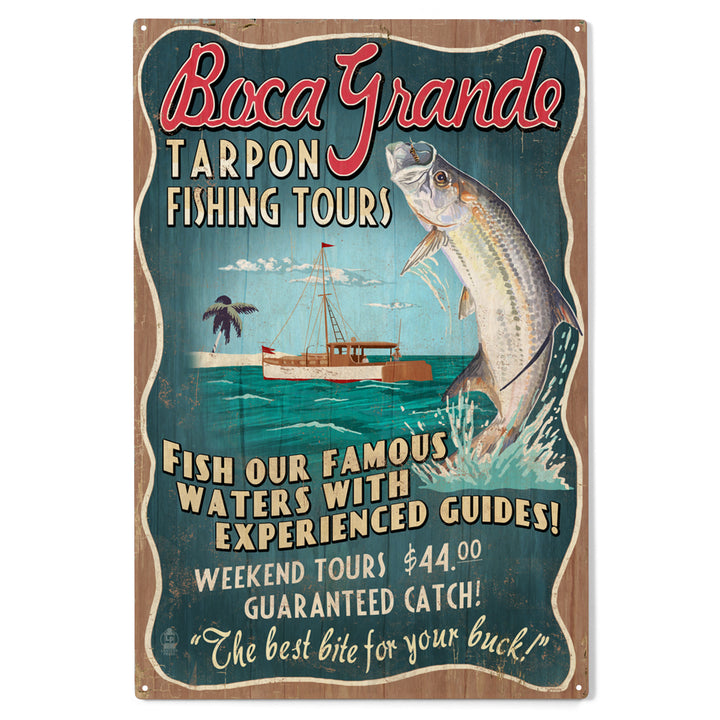 Boca Grande, Florida, Tarpon Fishing Tours, Wood Sign and Postcards