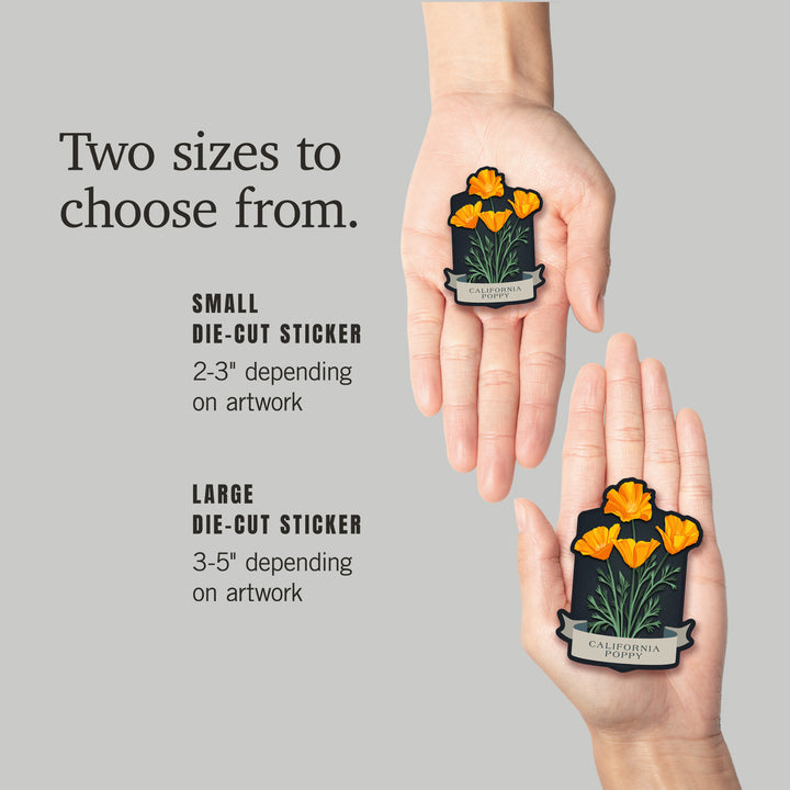 Vintage Flora Noir, California Poppy, Vinyl Sticker