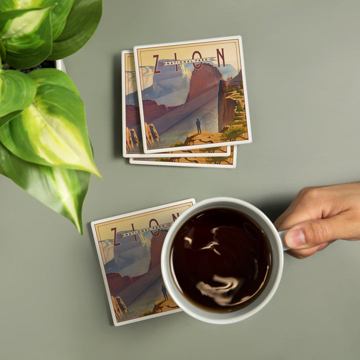 Zion National Park, Utah, Lithograph, Coasters