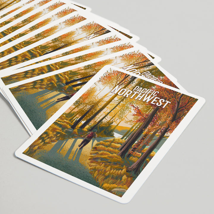 Playing Cards, Pacific Northwest, Walk In The Woods, Day Hike, 52 Card Deck with Jokers in Box, Unique Art