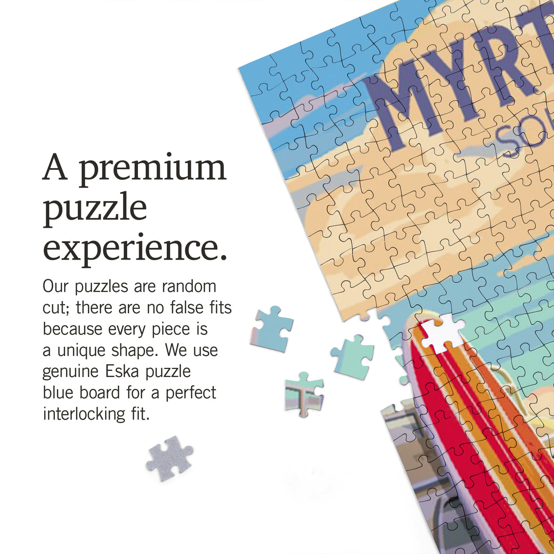 Myrtle Beach, South Carolina, Painterly, Beach Activities, 1000 Piece Jigsaw Puzzle