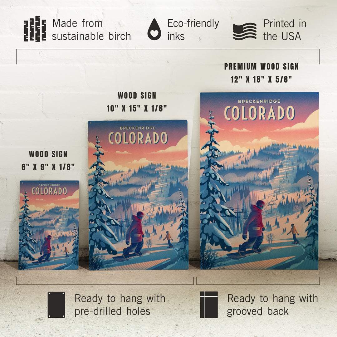 Breckenridge, Colorado, Shred the Gnar, Snowboarding, Wood Signs and Postcards