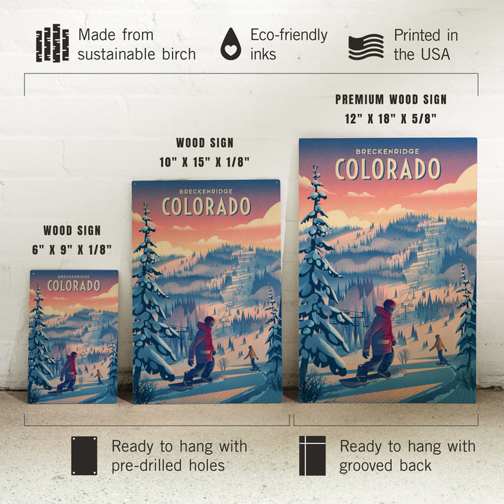Breckenridge, Colorado, Shred the Gnar, Snowboarding, Wood Signs and Postcards