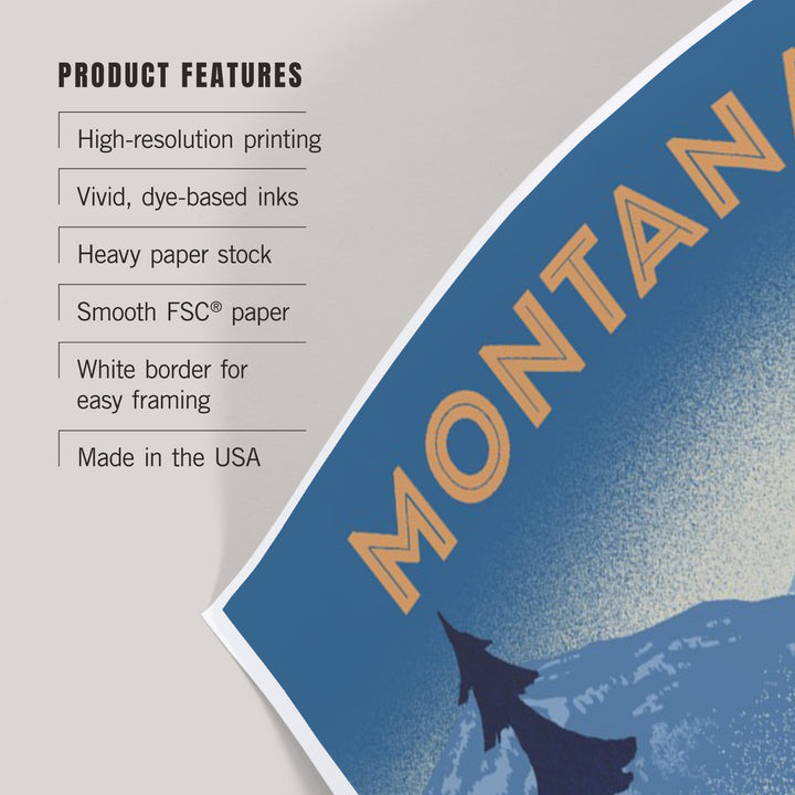Montana, Lithograph, Elk and Mountains Scene, Art & Giclee Prints