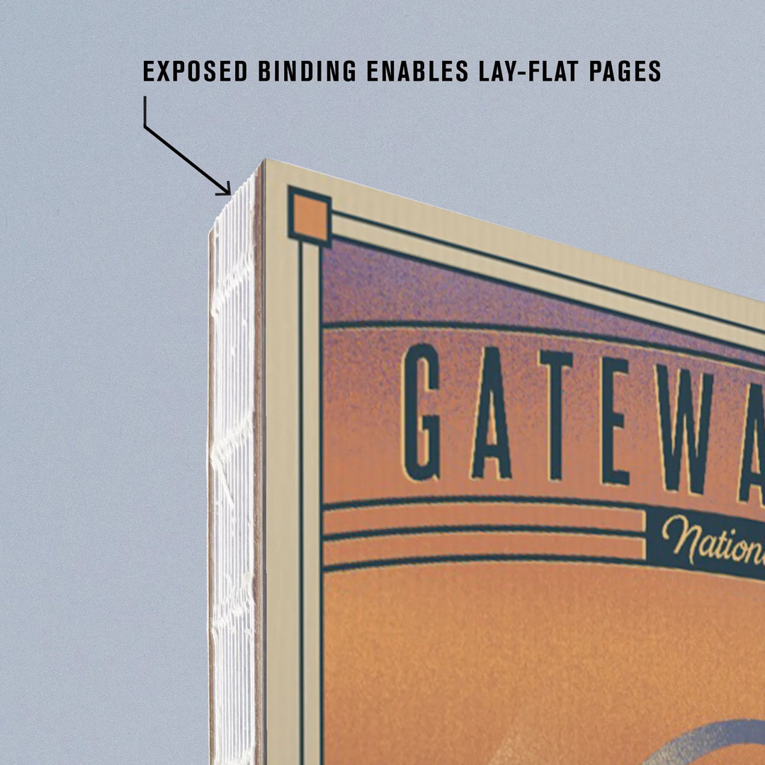Lined 6x9 Journal, Gateway Arch National Park, Missouri, Lithograph National Park Series, Lay Flat, 193 Pages, FSC paper