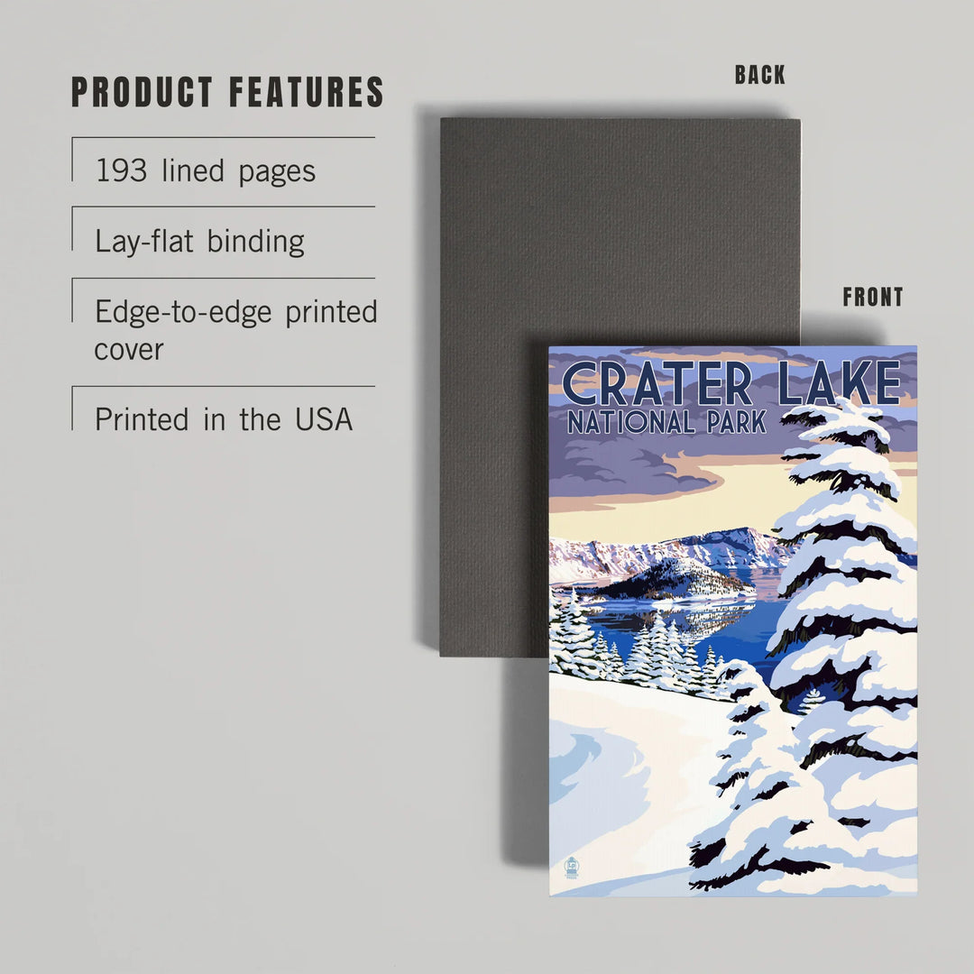 Lined 6x9 Journal, Crater Lake National Park, Oregon, Winter Scene, Painterly Series, Lay Flat, 193 Pages, FSC paper