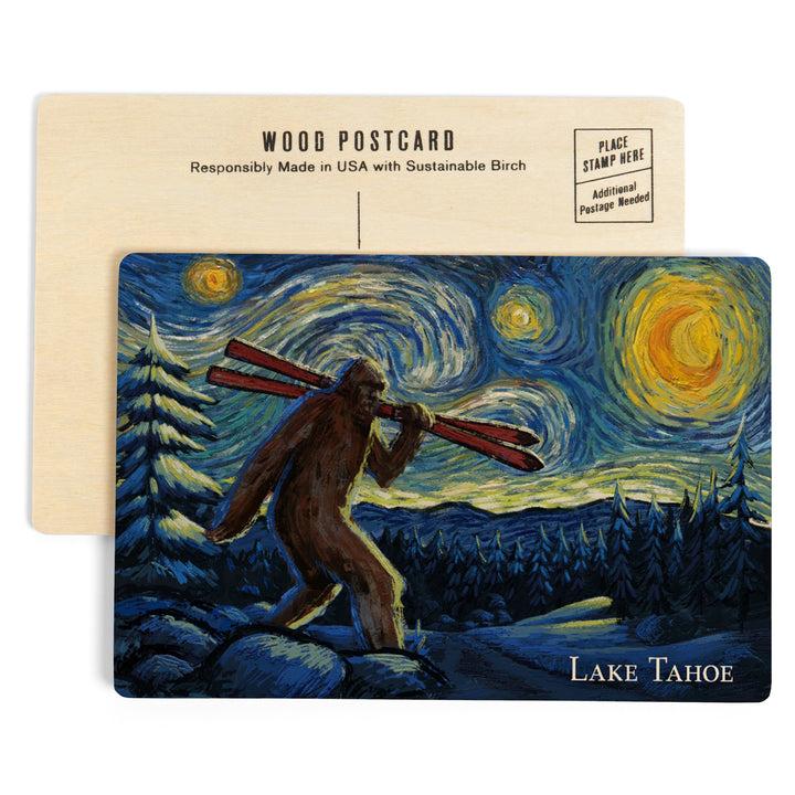 Lake Tahoe, California, Starry Night, Winter, Wood Sign and Postcards