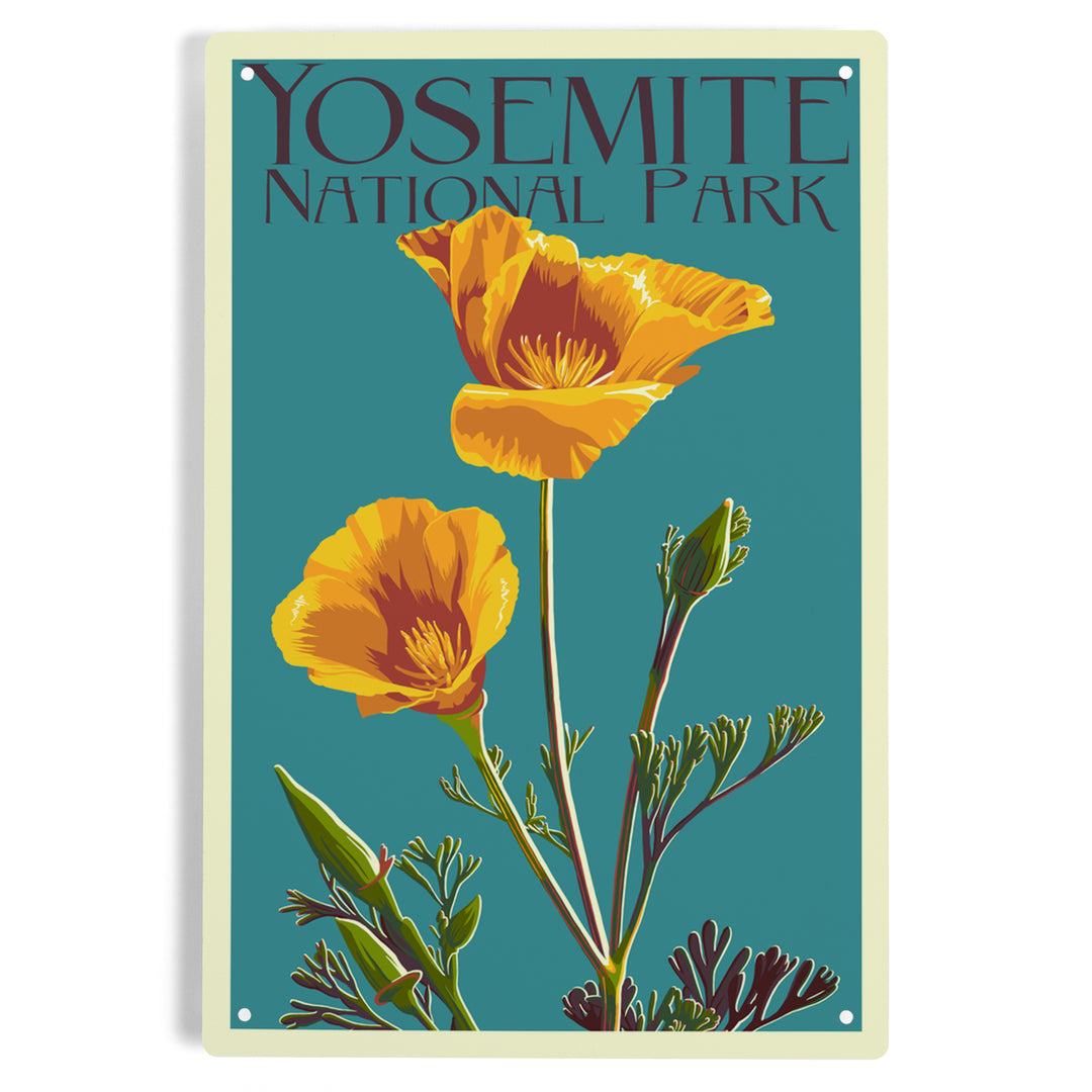 Yosemite National Park, California, Poppy, Letterpress, Metal Signs