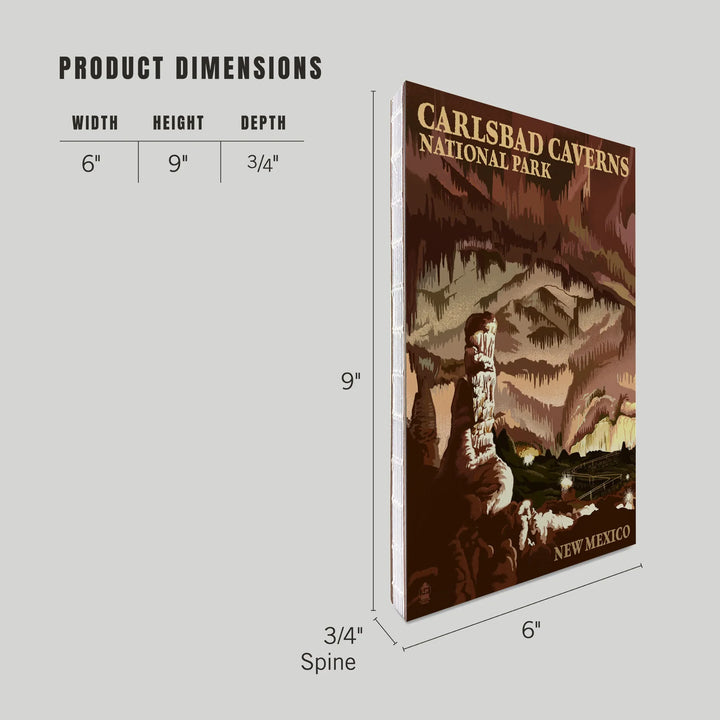 Lined 6x9 Journal, Carlsbad Caverns National Park, New Mexico, The Big Room, Lithograph, Lay Flat, 193 Pages, FSC paper