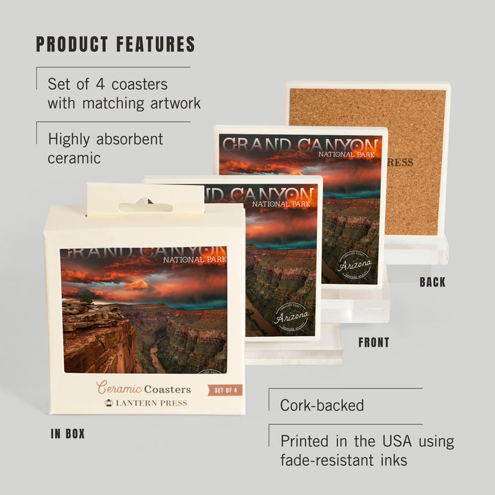 Grand Canyon National Park, Arizona, Red Sky, Coasters