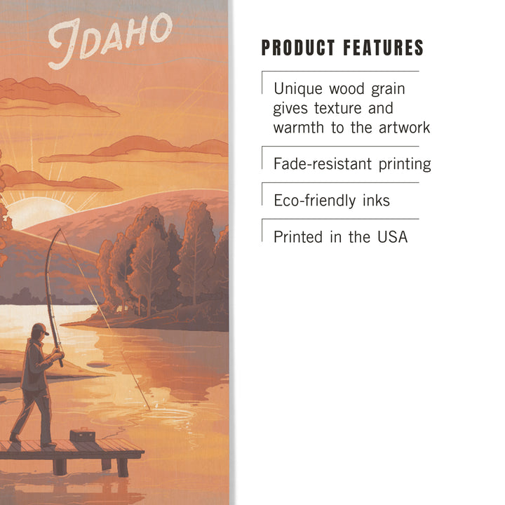 Idaho, This is Living, Fishing with Hills, Wood Signs and Postcards - Lantern Press