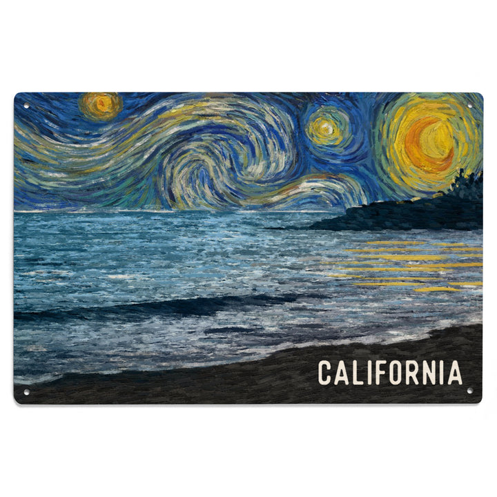California, Starry Night, Ocean, Wood Signs and Postcards