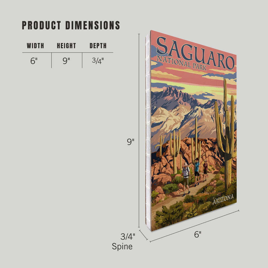 Lined 6x9 Journal, Saguaro National Park, Arizona, Hiking Scene, Lay Flat, 193 Pages, FSC paper