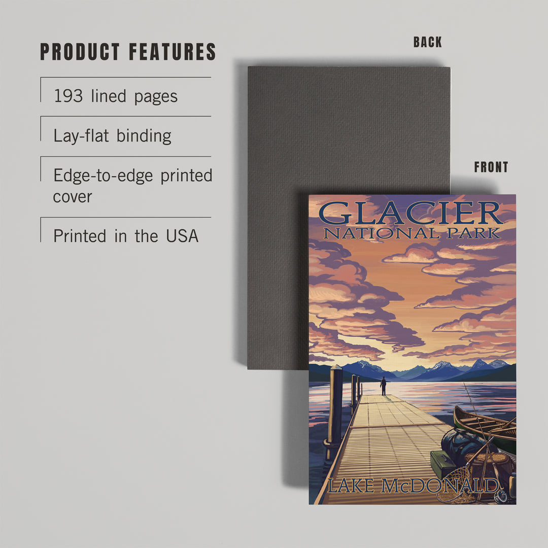 Lined 6x9 Journal, Glacier National Park, Montana, Lake McDonald, Lay Flat, 193 Pages, FSC paper