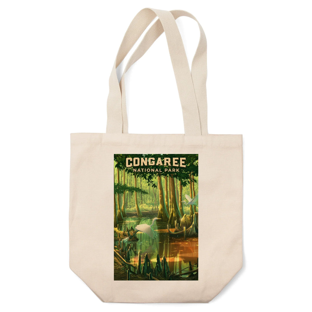South Carolina, Oil Painting, Congaree National Park, Tote Bag