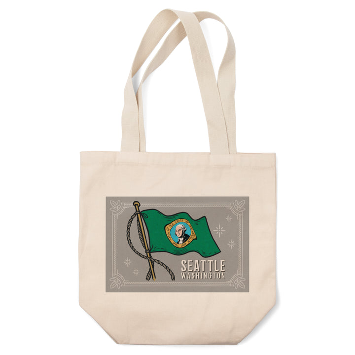 Seattle, WA, Waving State Flag, State Series, Tote Bag