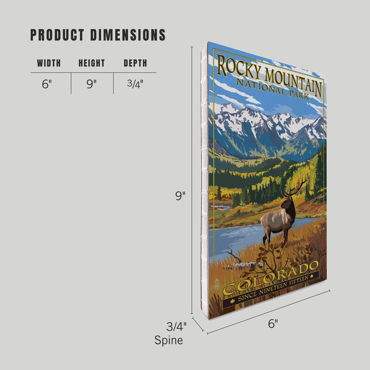 Lined 6x9 Journal, Rocky Mountain National Park, Colorado, Fall and Elk, Lay Flat, 193 Pages, FSC paper