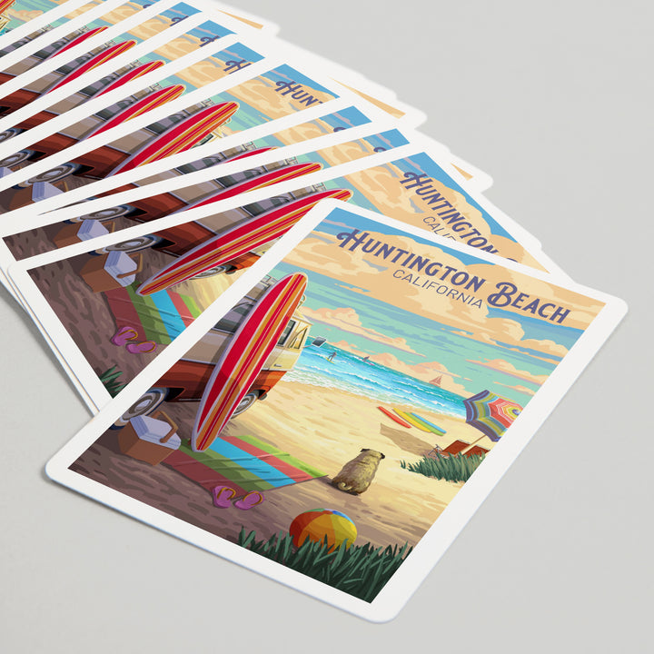 Playing Cards, Huntington Beach, California, Beach Activities, 52 Card Deck with Jokers in Box, Unique Art
