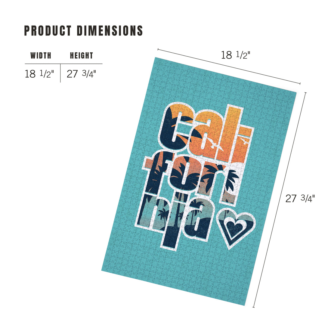 California, State Love Graphic, 1000 Piece Jigsaw Puzzle