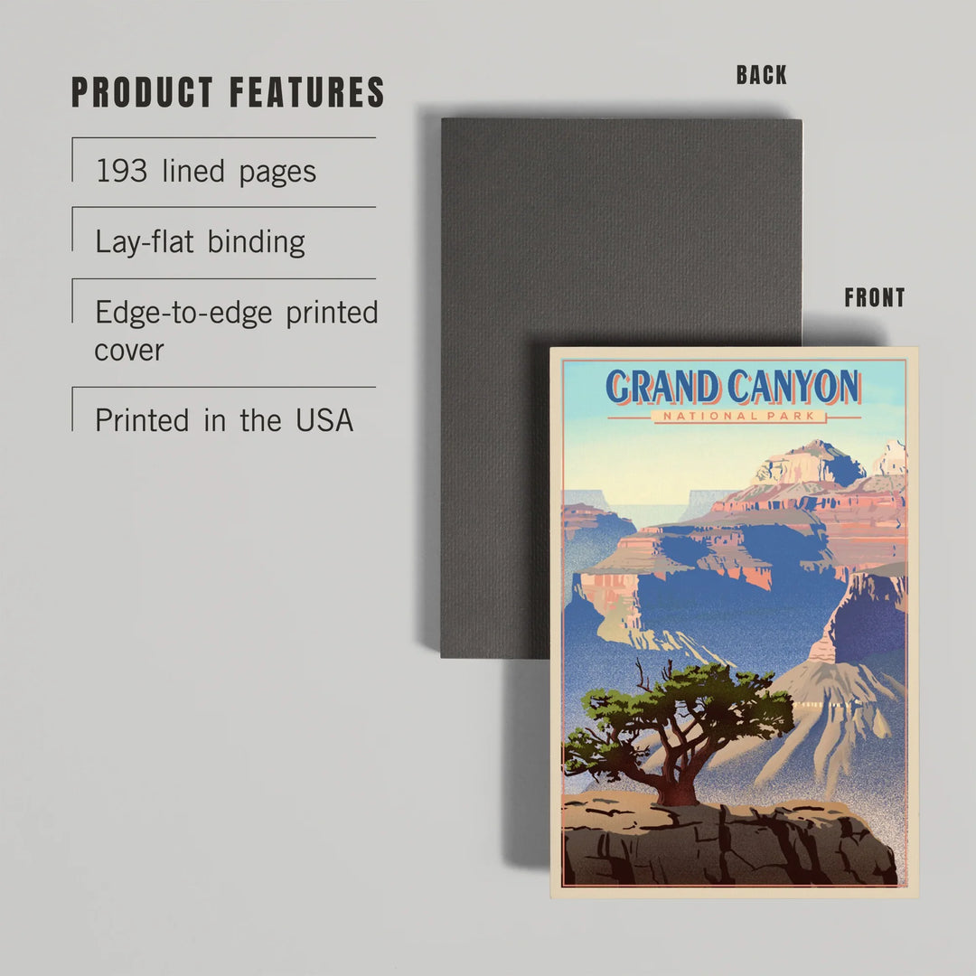 Lined 6x9 Journal, Grand Canyon National Park, Lithograph, Lay Flat, 193 Pages, FSC paper