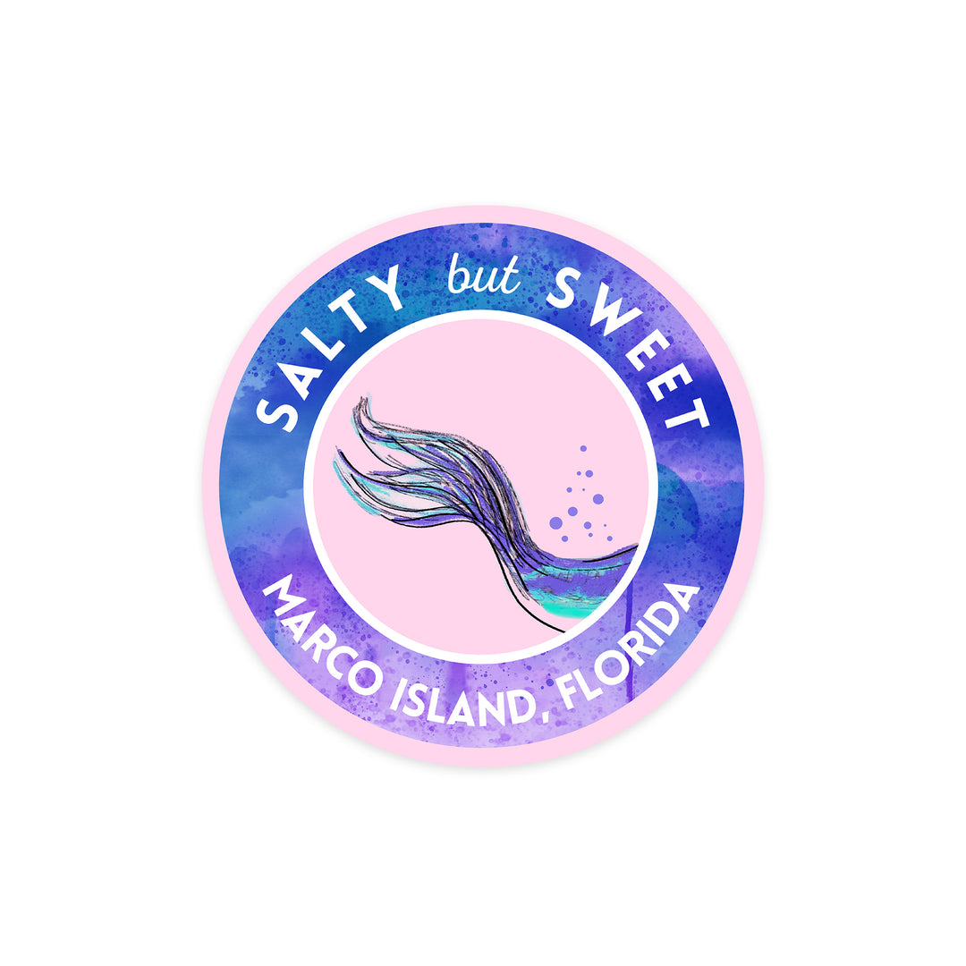 Marco Island, Florida, Salty but Sweet, Contour, Lantern Press Artwork, Vinyl Sticker