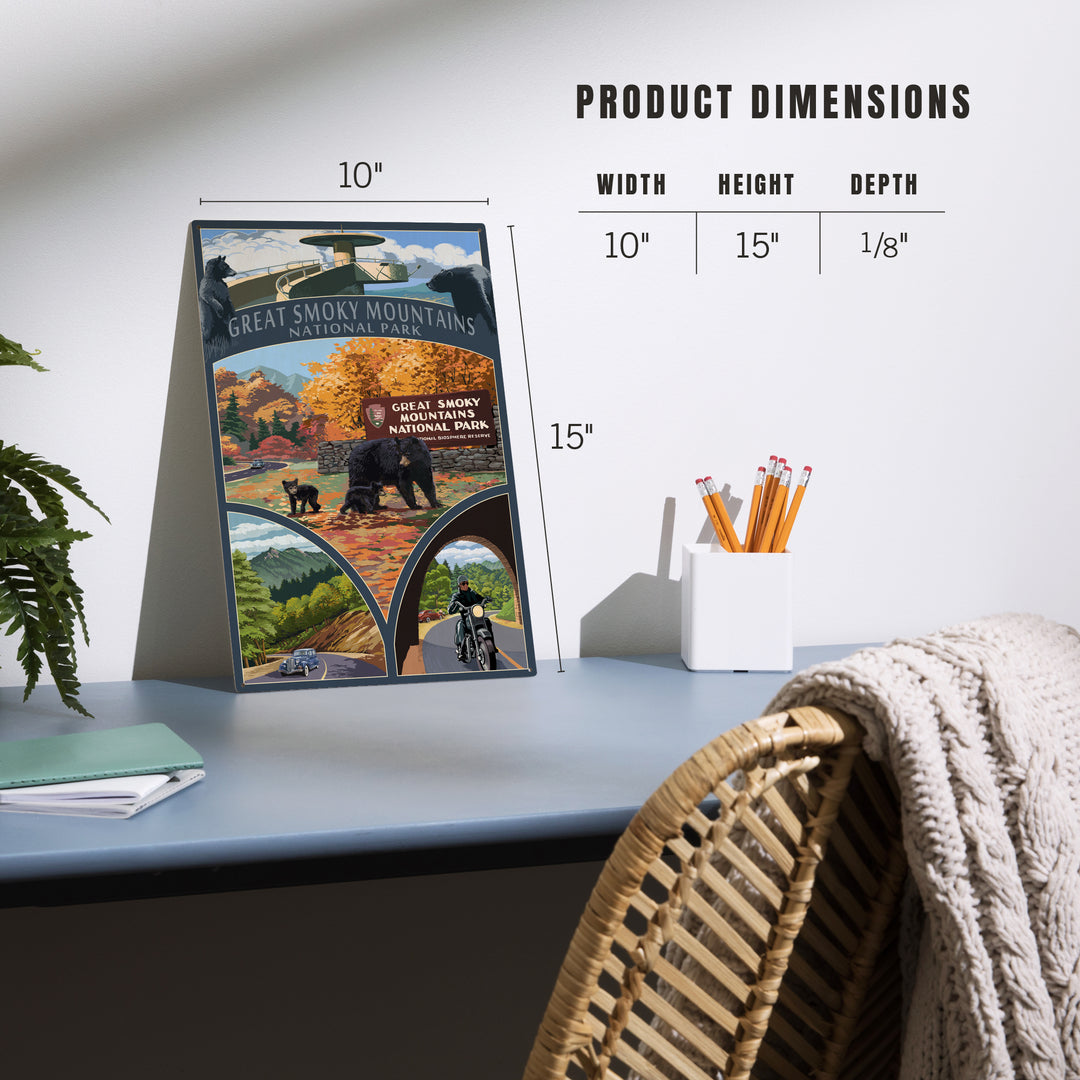 Great Smoky Mountains National Park, Tennessee, Montage, Wood Sign and Postcards