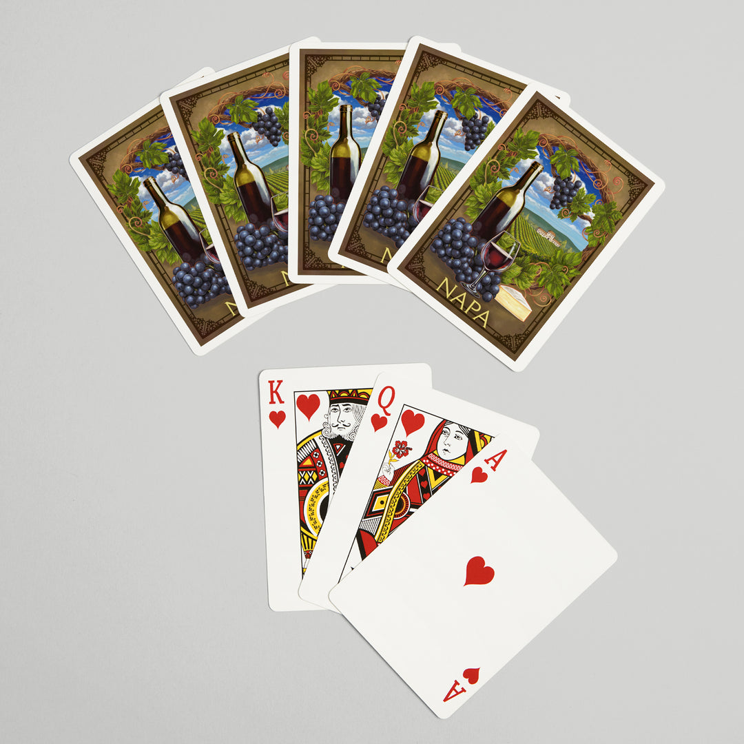 Playing Cards, Napa, California, Pinot Noir Vineyard Scene, 52 Card Deck with Jokers in Box, Unique Art
