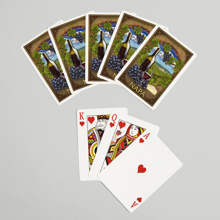 Playing Cards, Napa, California, Pinot Noir Vineyard Scene, 52 Card Deck with Jokers in Box, Unique Art