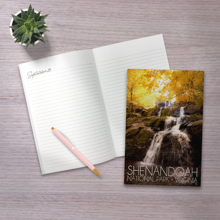Lined 6x9 Journal, Shenandoah National Park, Virginia, Waterfall in Autumn, Lay Flat, 193 Pages, FSC paper