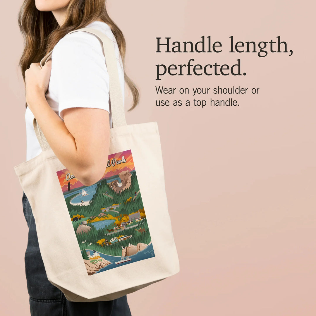 Acadia National Park, Retro View, Tote Bag
