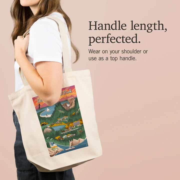 Acadia National Park, Retro View, Tote Bag