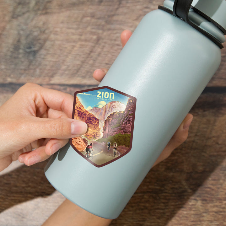 East Zion Bike Trail, Zion National Park Cycling Artwork, Vinyl Sticker