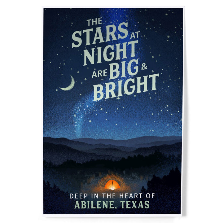 Abilene, Texas, The Stars at Night, Sleep Under the Stars, Tent and Night Sky, Art & Giclee Prints Art Lantern Press 12 x 18 Art Print 