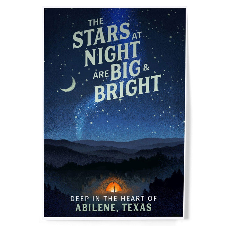 Abilene, Texas, The Stars at Night, Sleep Under the Stars, Tent and Night Sky, Art & Giclee Prints Art Lantern Press 