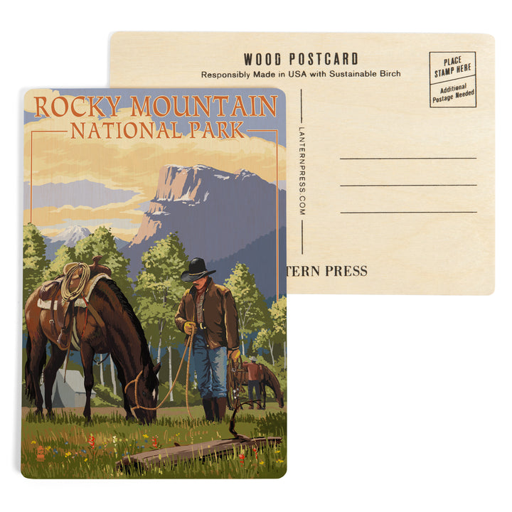 Rocky Mountain National Park, Colorado, Cowboy, Wood Sign and Postcards