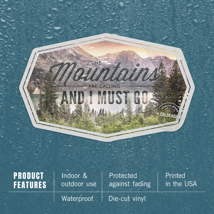 South Fork, Colorado, John Muir, The Mountain are Calling, Contour, Vinyl Sticker