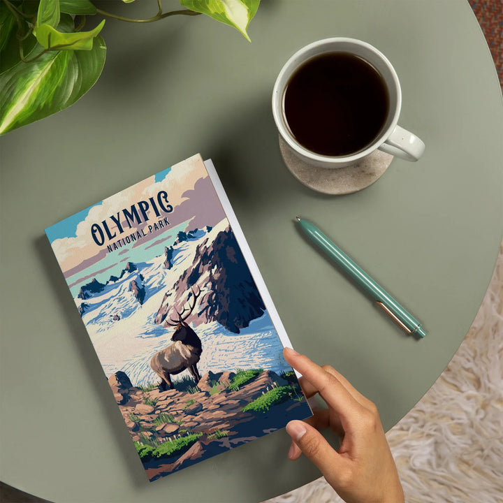 Lined 6x9 Journal, Olympic National Park, Washington, Painterly National Park Series, Lay Flat, 193 Pages, FSC paper