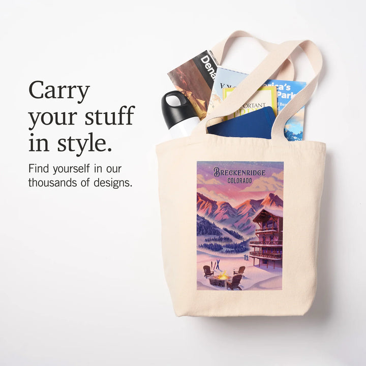 Breckenridge, Colorado, Apres Ski, Lithograph, Tote Bag