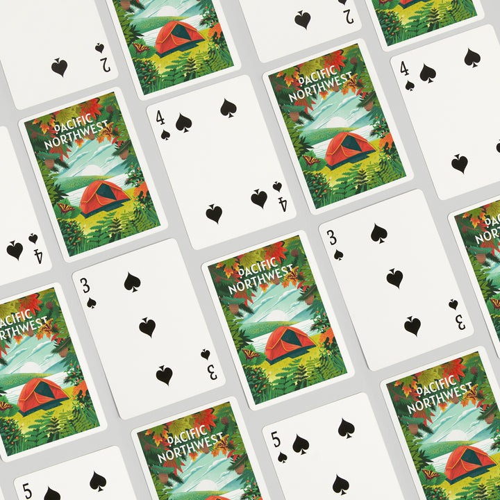Playing Cards, Pacific Northwest, Peek That View, Tent Camping, Fall Colors, 52 Card Deck with Jokers in Box, Unique Art