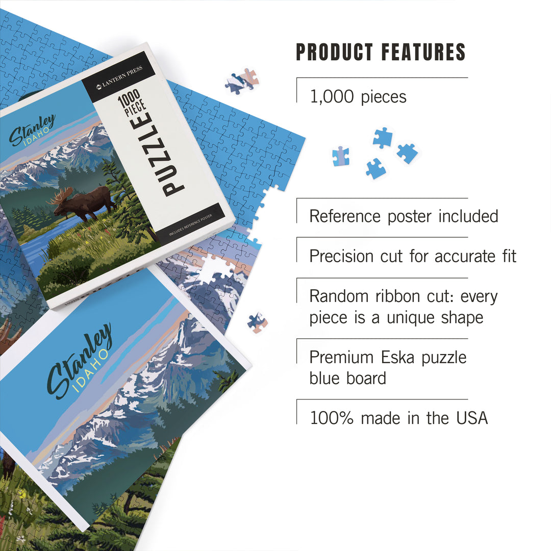 Stanley, Idaho, Painterly Series, Moose, Summer Scene, 1000 Piece Jigsaw Puzzle