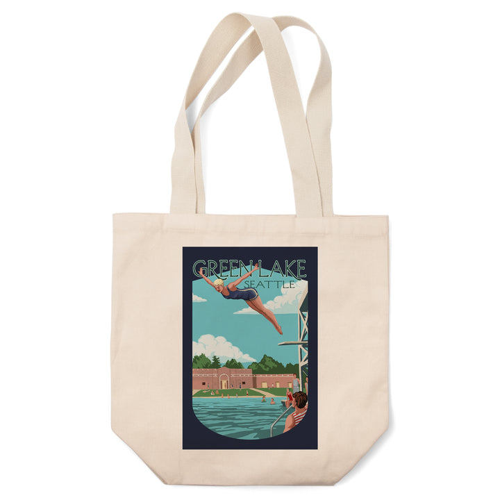 Seattle, Washington, Green Lake Woman Diving,, Tote Bag