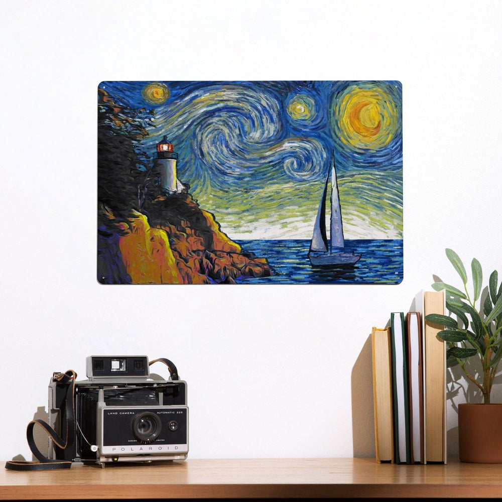 Acadia National Park, Bass Harbor Lighthouse, Starry Night National Park Series Metal Lantern Press 